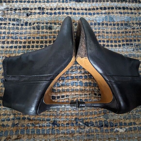 Coach Ankle Booties 8.5B Dean Zip Up Stiletto High Heels Black Leather Dat - Picture 6 of 8